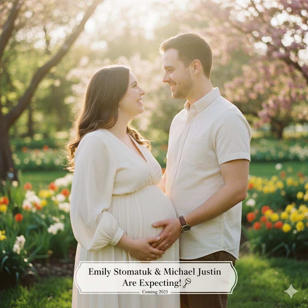 Baby Name Reveal Emily Stomatuk and Michael Justin expecting baby