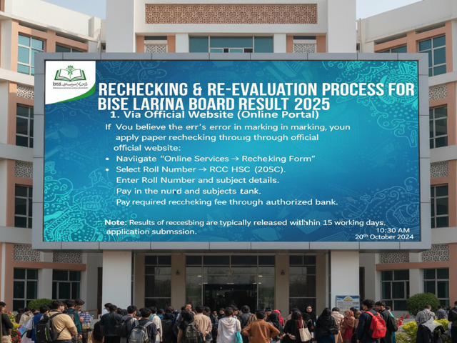 10th Class Result Larkana Board - Rechecking & Re-evaluation Process For BISE Larkana Board Result 2025