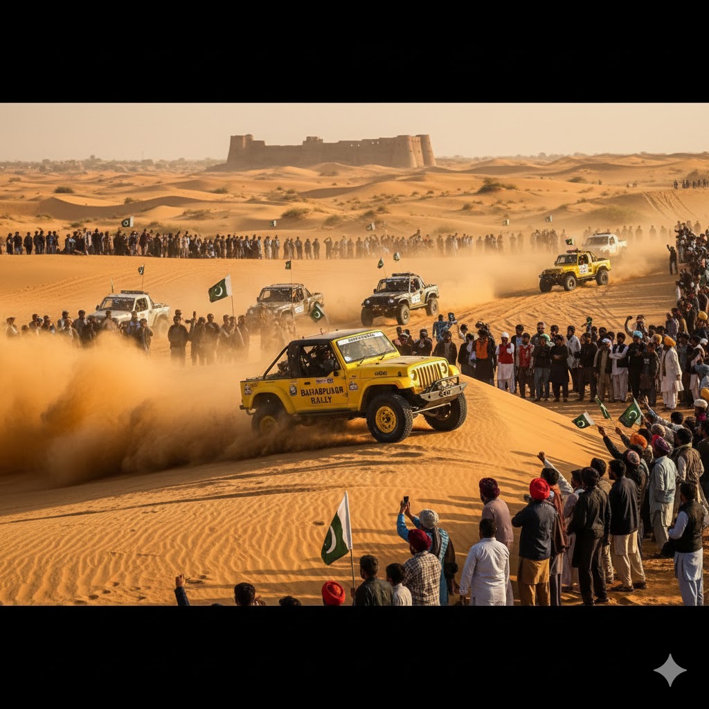 4x4 vehicles racing in the Cholistan Desert Jeep Rally, Bahawalpur