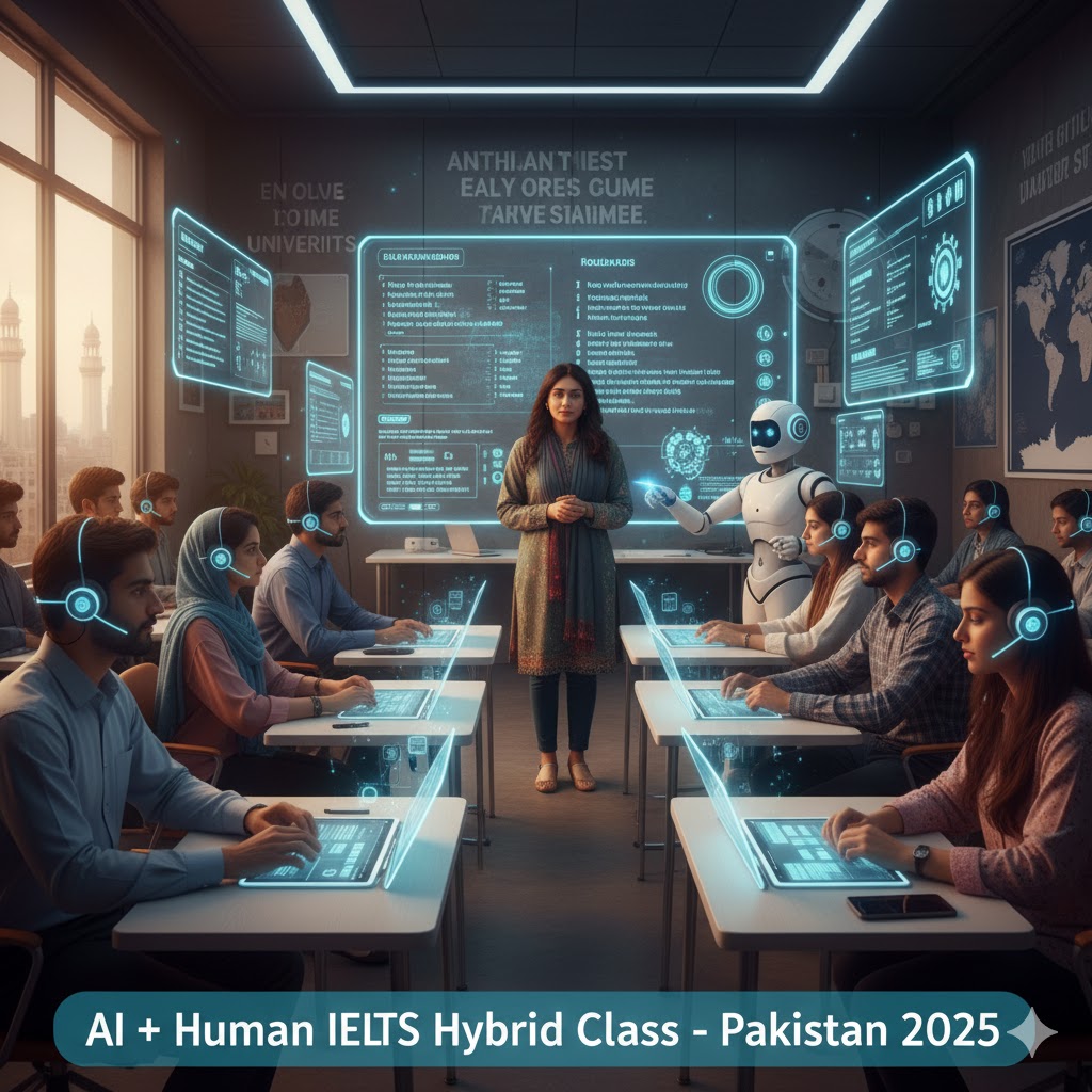 AI + Human IELTS hybrid preparation class in Pakistan – 2025