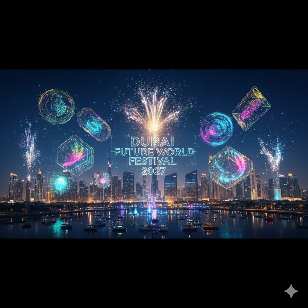 AI-driven light show and drone fireworks during Dubai Future World Festival 2027