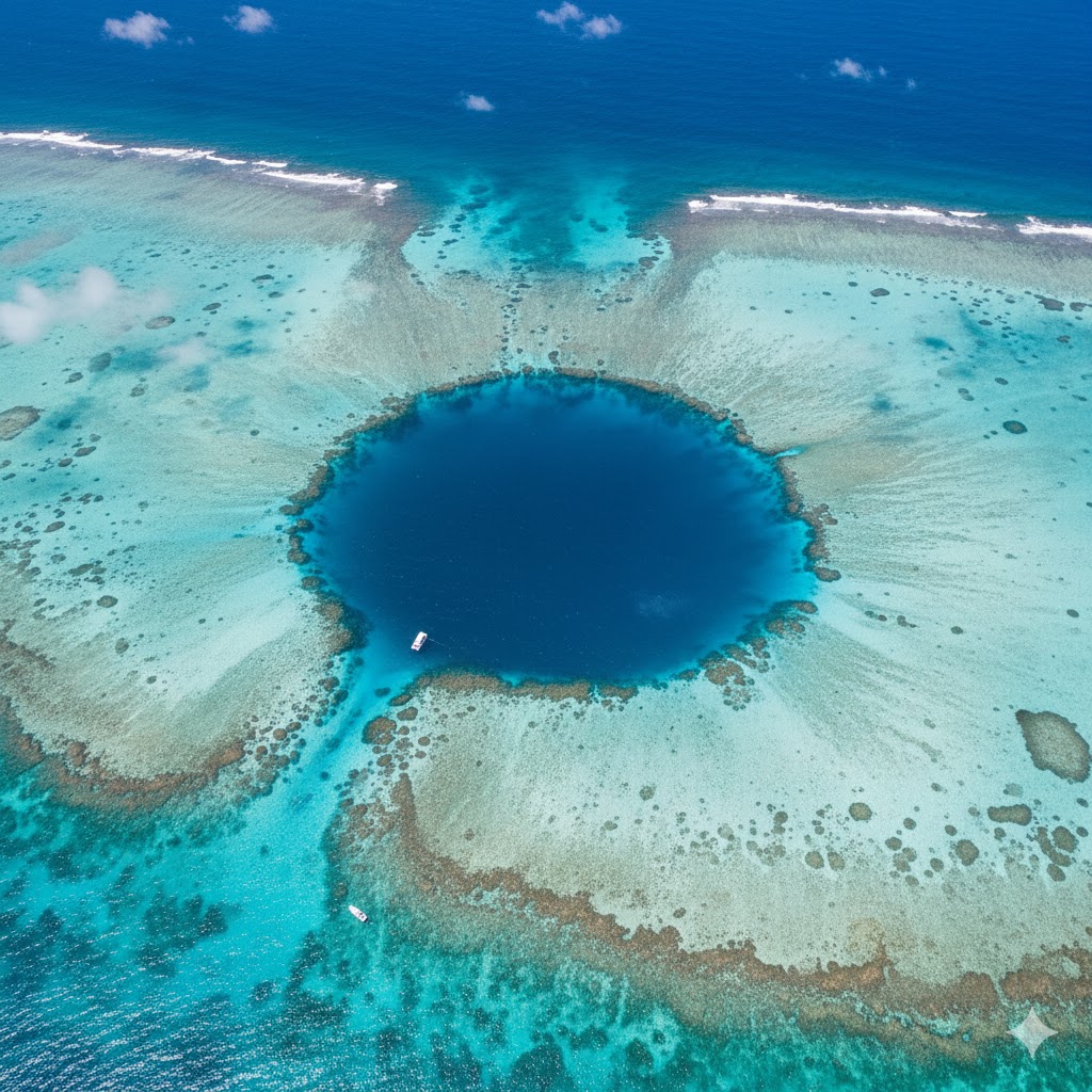 Aerial view of Belize Blue Hole
