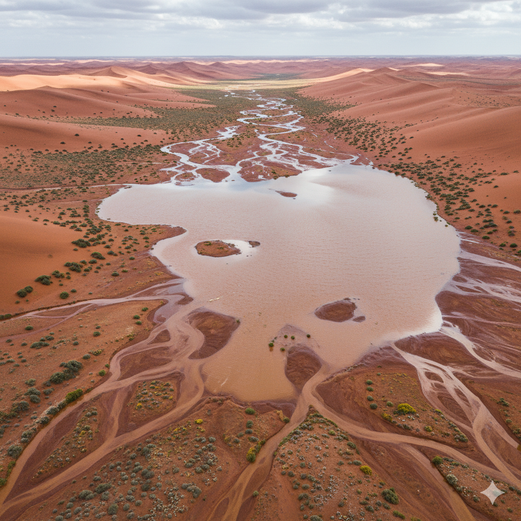 ephemeral desert pool wildlife Simpson Desert claypan birds