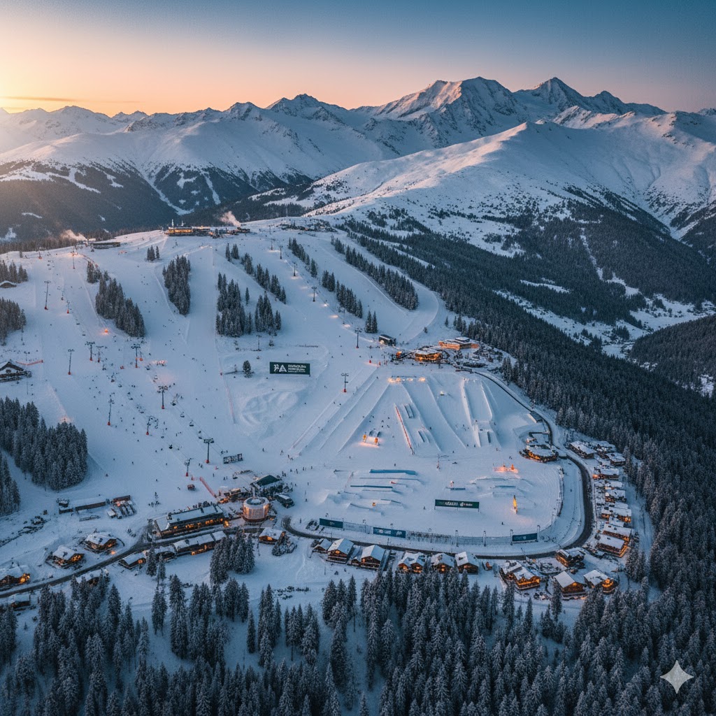 Aerial view of ski resorts and snow parks across northern Pakistan showcasing the growth of winter sports tourism