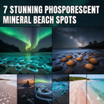 7 amazing phosphorescent mineral beach wonders glowing sands under moonlight collage