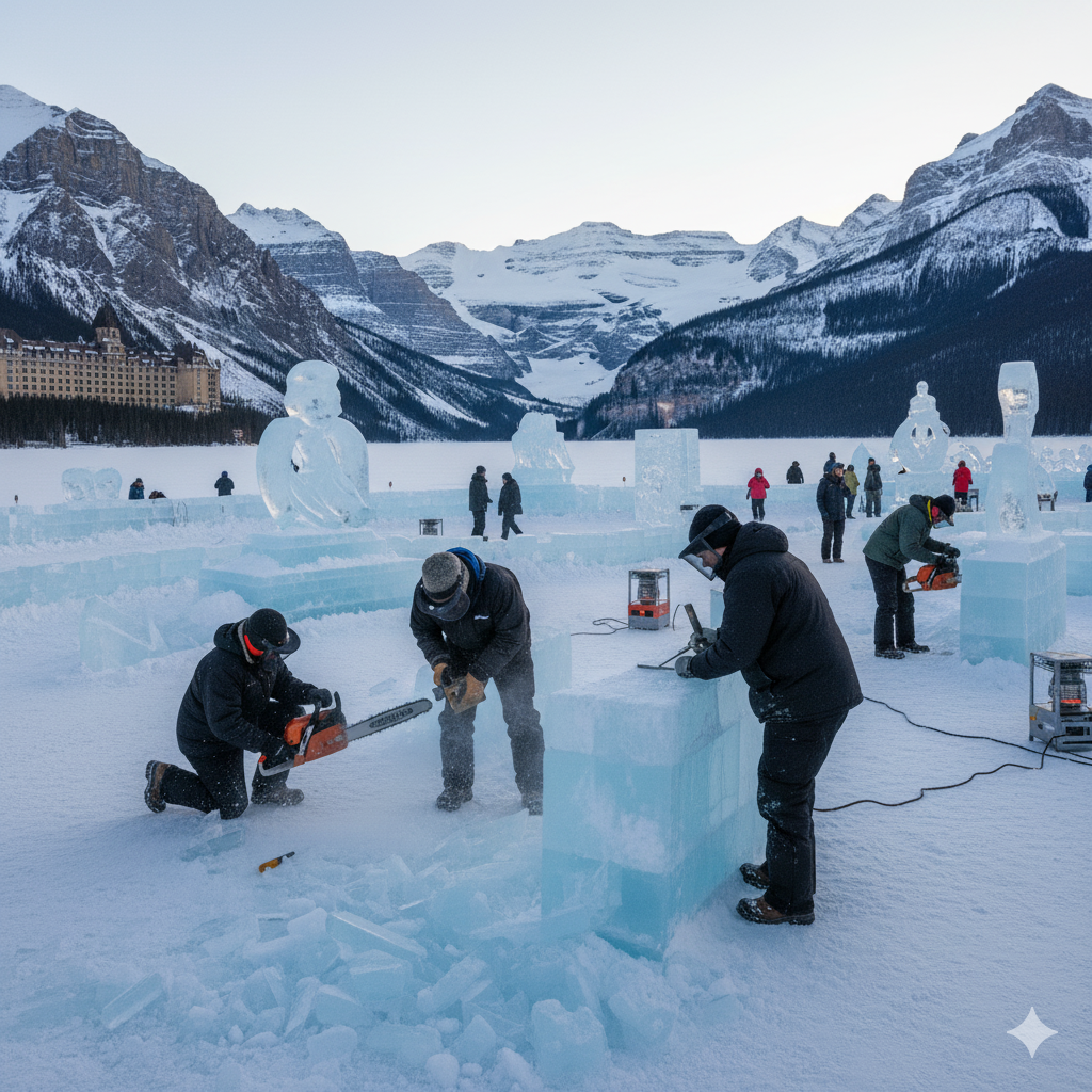 Ice carving Banff Lake Louise 2026