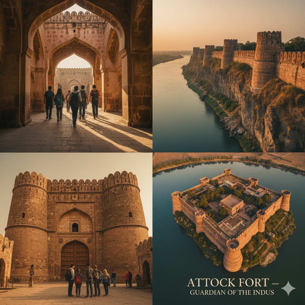 Attock Fort overlooking Indus River with Mughal walls visible, representing historic forts in Pakistan