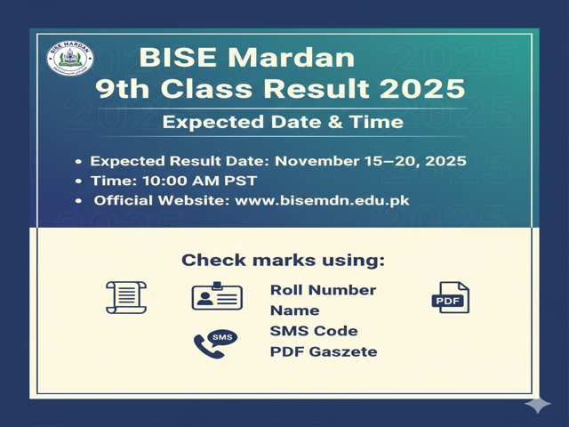 BISE Mardan 9th Class Result 2025 – Expected Date & Time
