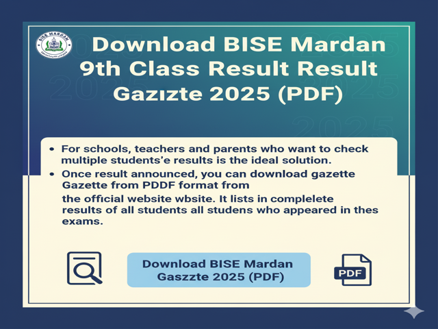 BISE Mardan 9th Class Result Gazette 2025