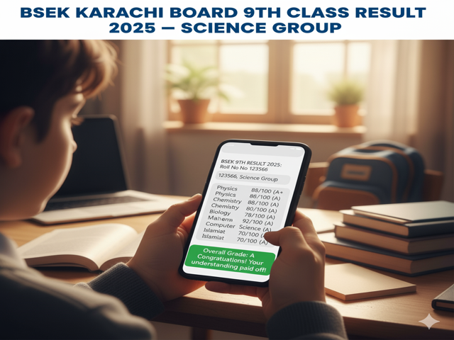 BSEK Karachi Board 9th Class Result 2025 – Science Group