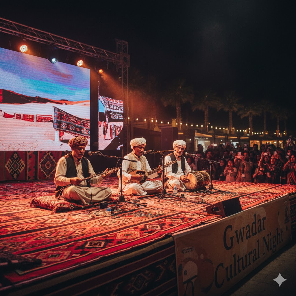 Balochi musicians playing soroz and benju during Gwadar cultural night Balochi musicians playing soroz and benju during Gwadar cultural night