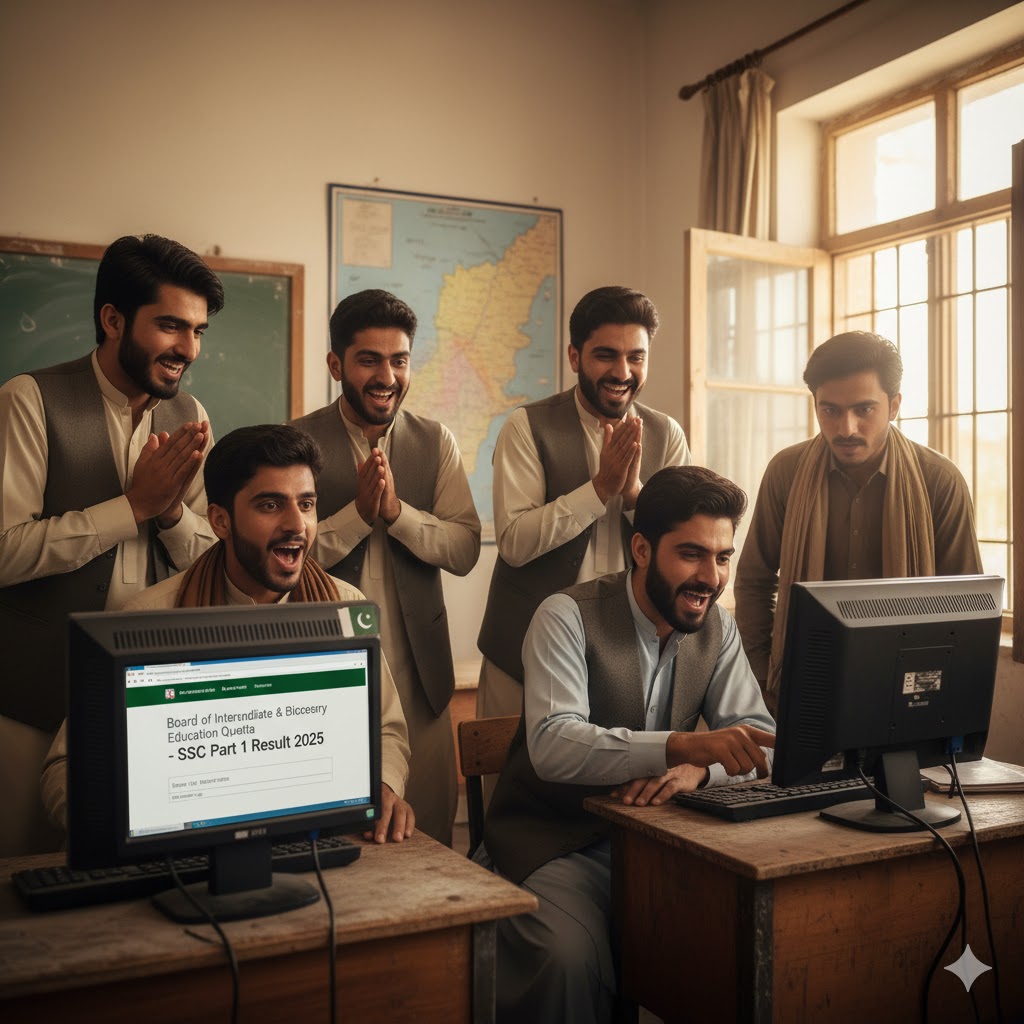 Balochistan students reviewing Quetta board results