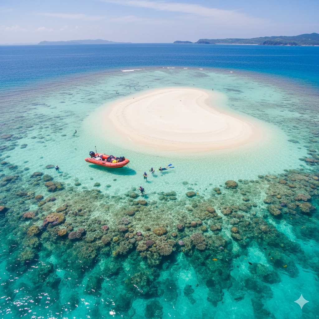Barasu Island, snorkeling during low tide
