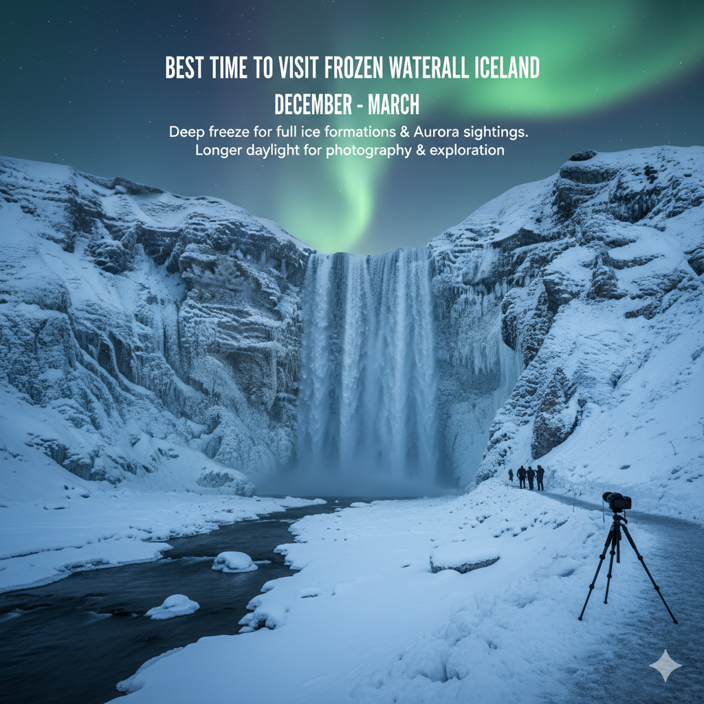 Best Time to Visit Frozen Waterfall Iceland 
