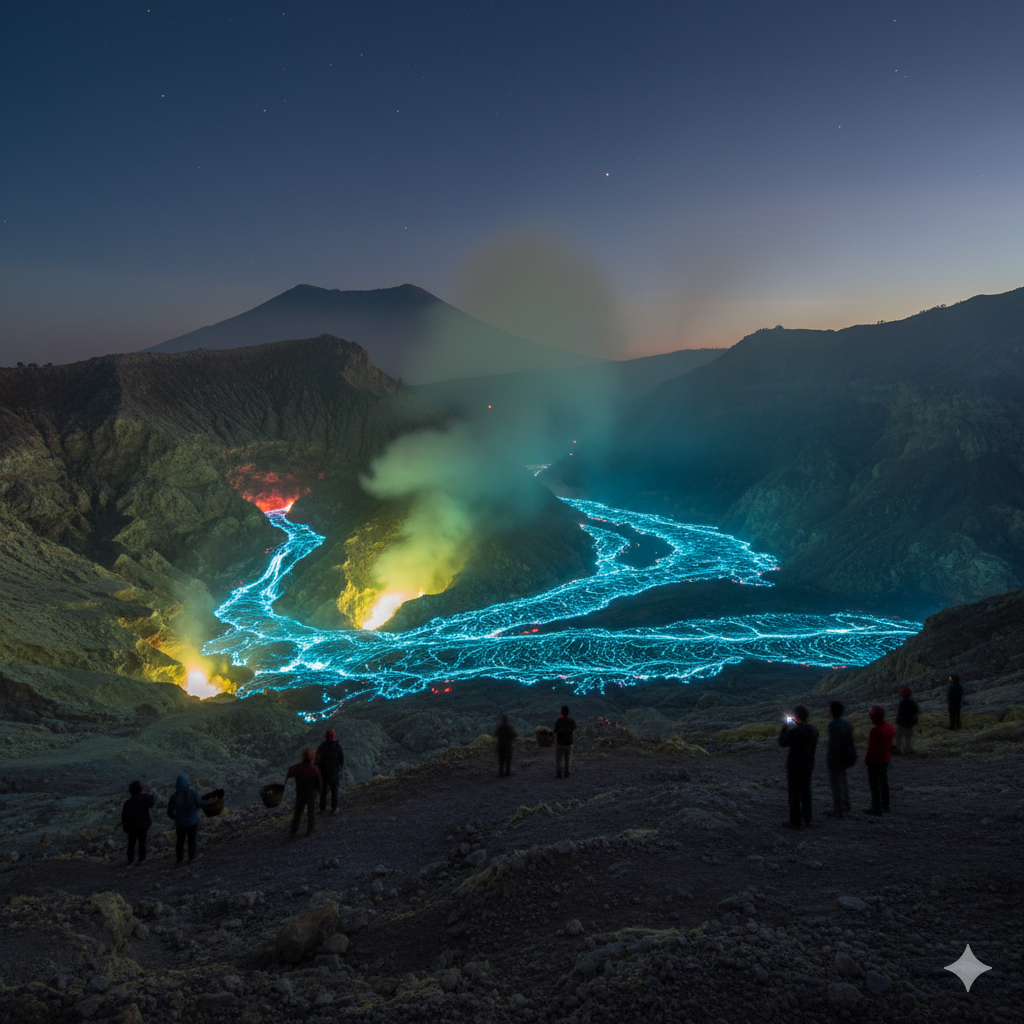 Blue Lava Volcano of Kawah Ijen 