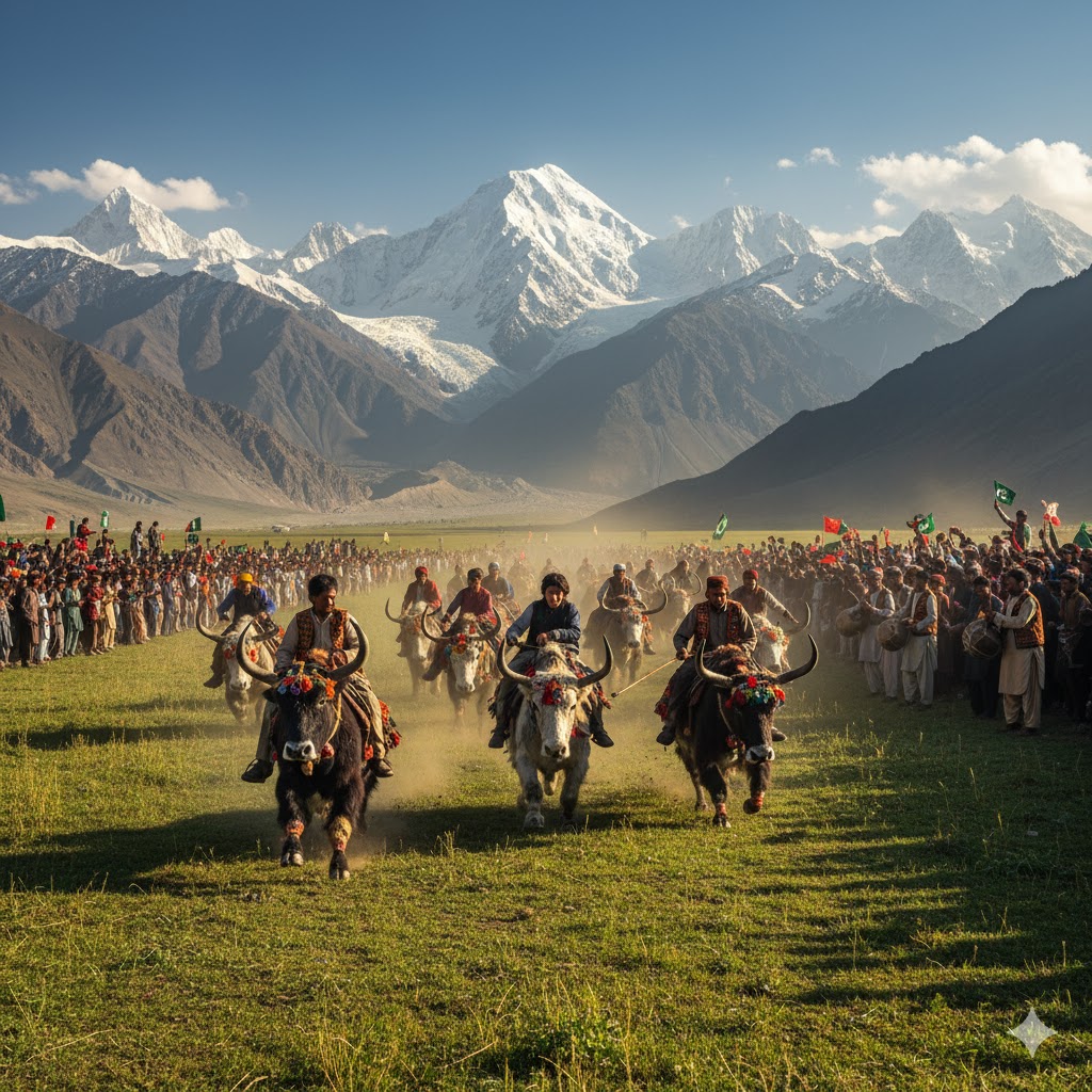Broghal Yak Festival with racing yaks, folk music, and scenic Chitral meadows.