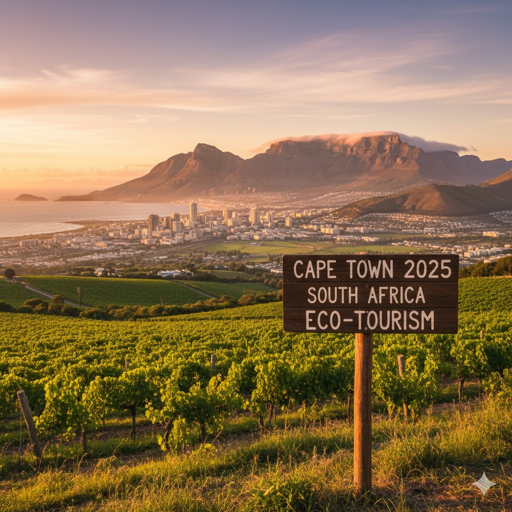 Cape Town Table Mountain view with vineyard 2025 South Africa eco tourism