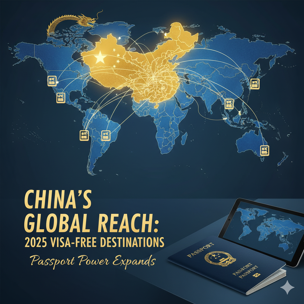 Chinese passport visa-free countries 2025 map
