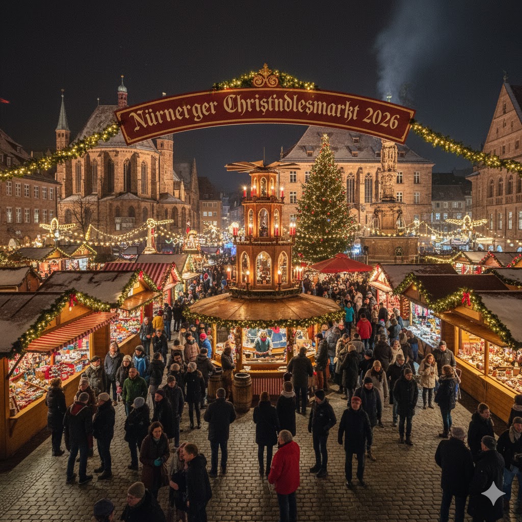 Christmas Market at night in Nuremberg 2026, Germany