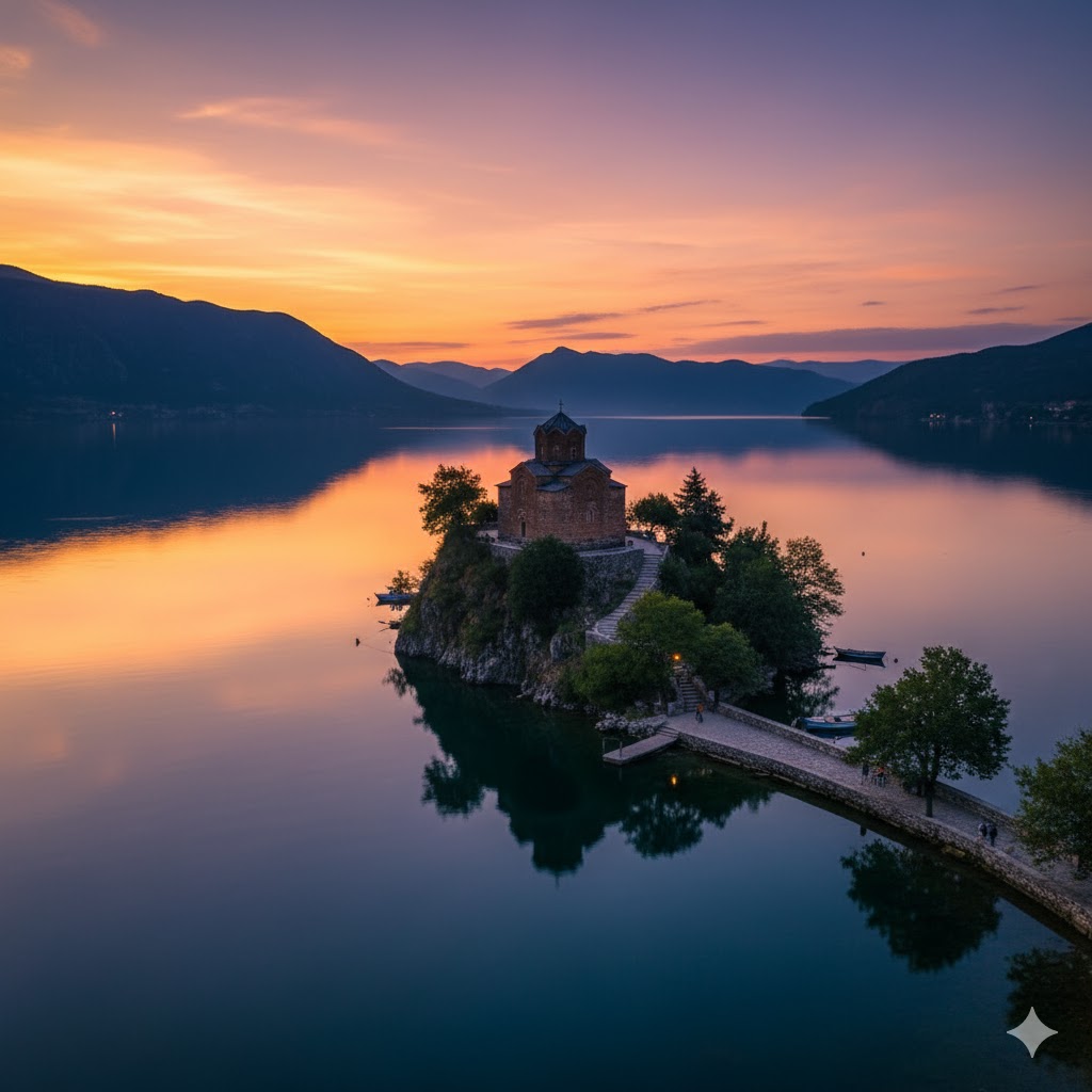 Church of Saint John at Kaneo overlooking Lake Ohrid, North Macedonia