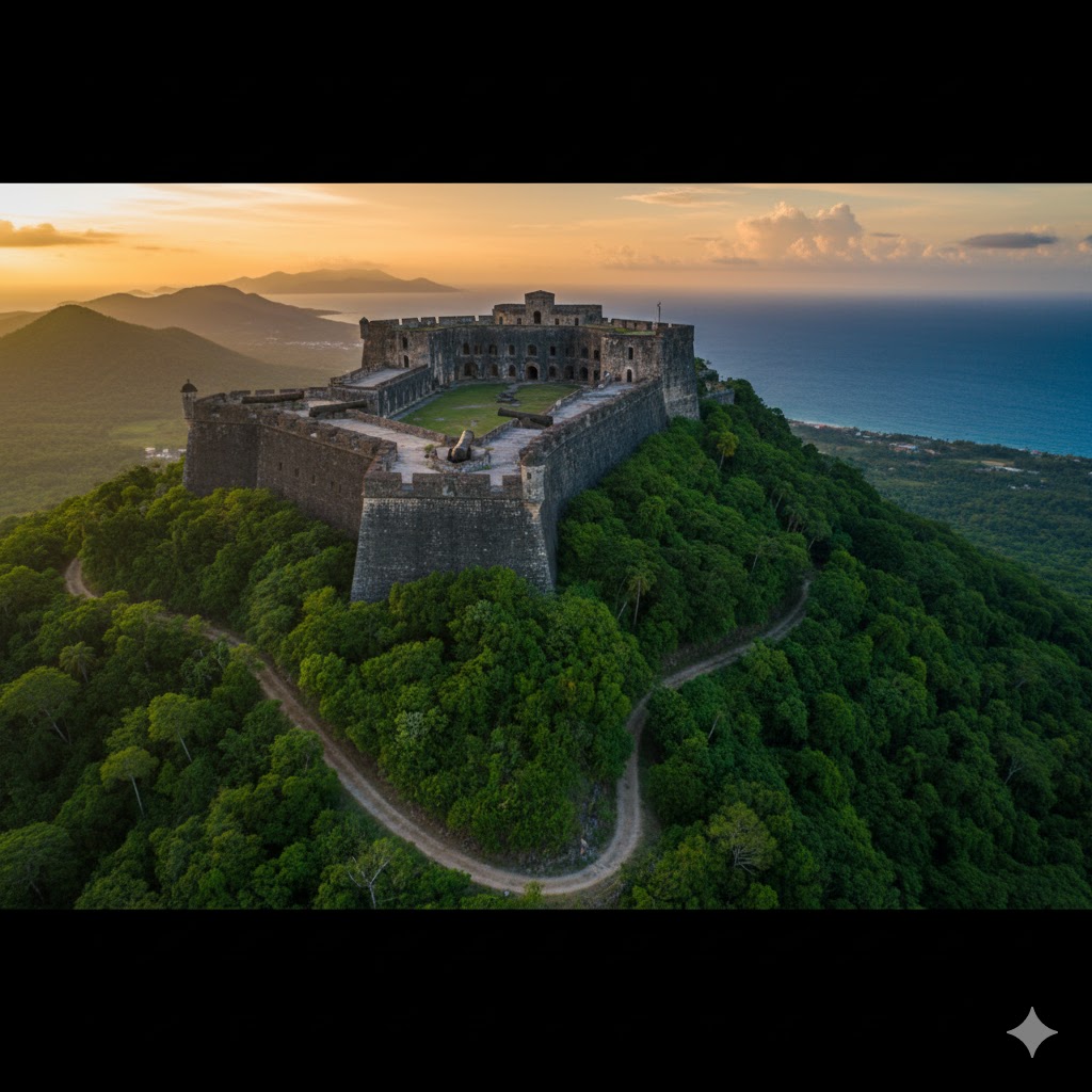 Citadelle Laferrière fortress on green mountain, Haiti