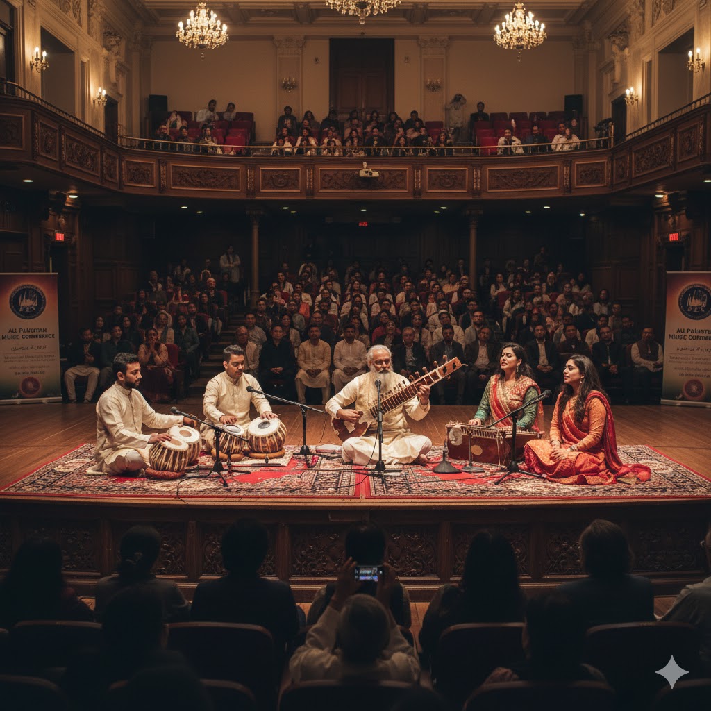 Classical musicians performing at All Pakistan Music Conference in Lahore