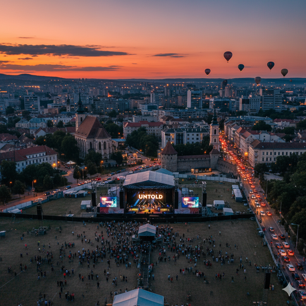 Cluj city lights Electric Castle Romania