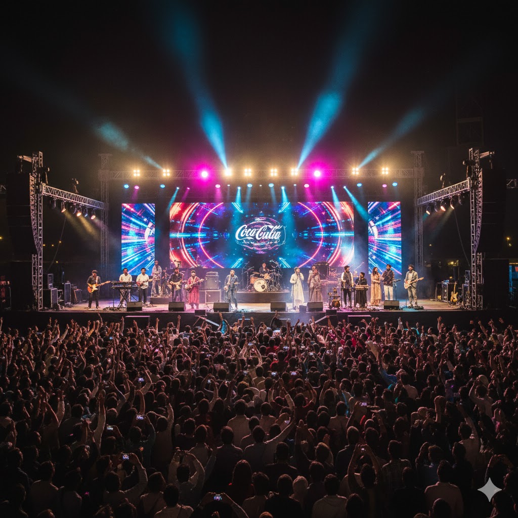 Coke Studio artists performing live at Islamabad concert with vibrant lighting