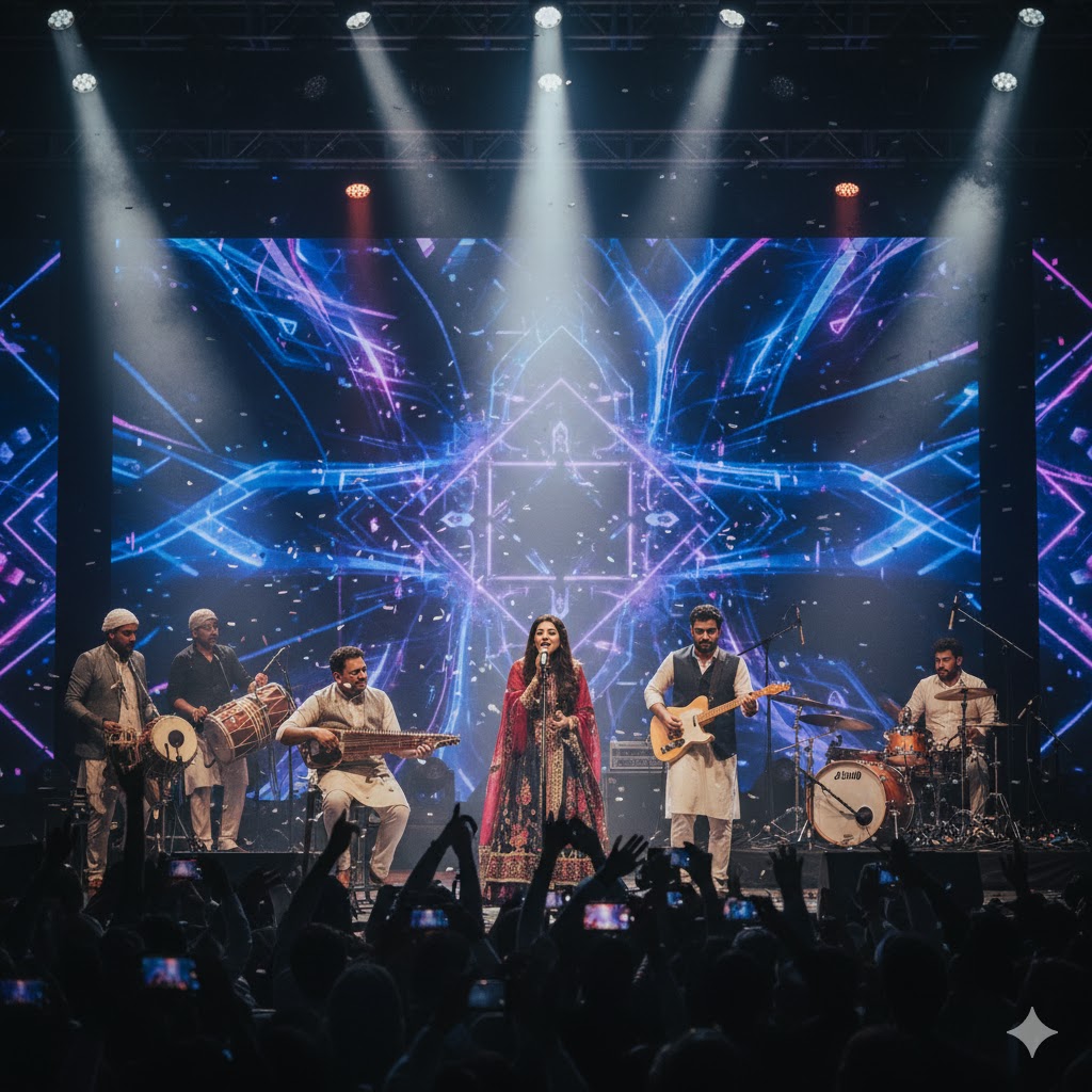 Coke Studio performance blending classical instruments and modern visuals Coke Studio performance blending classical instruments and modern visuals