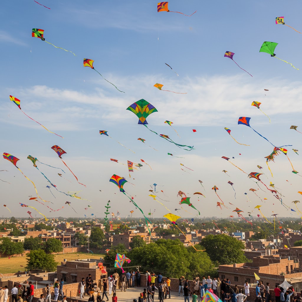 Colorful kites in Lahore sky during Jashn-e-Baharan