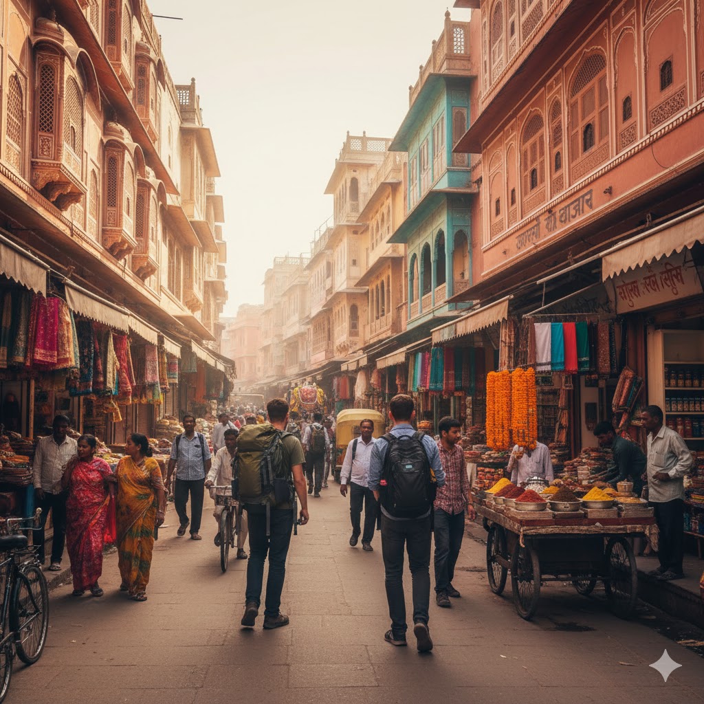 colorful streets of Jaipur, India, perfect for a backpacking adventure!