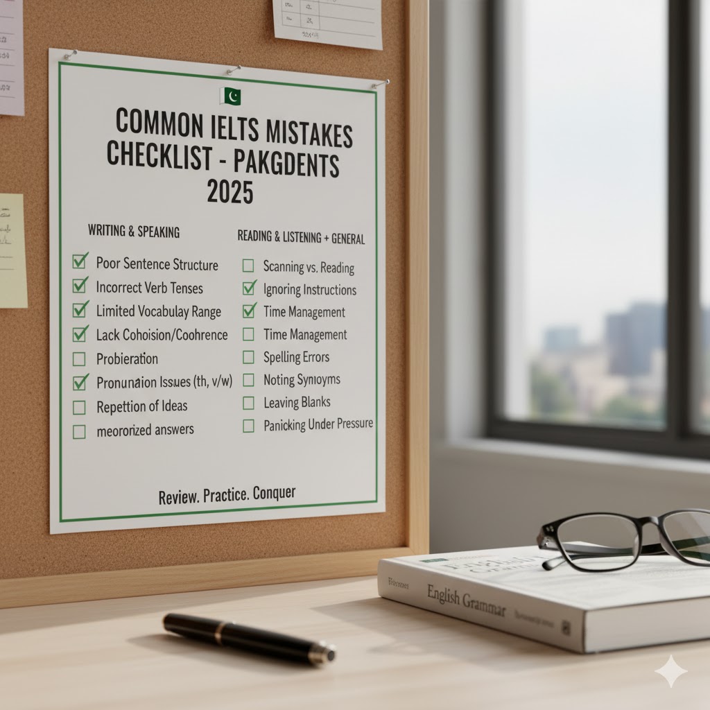 Common IELTS mistakes checklist for Pakistani students – 2025