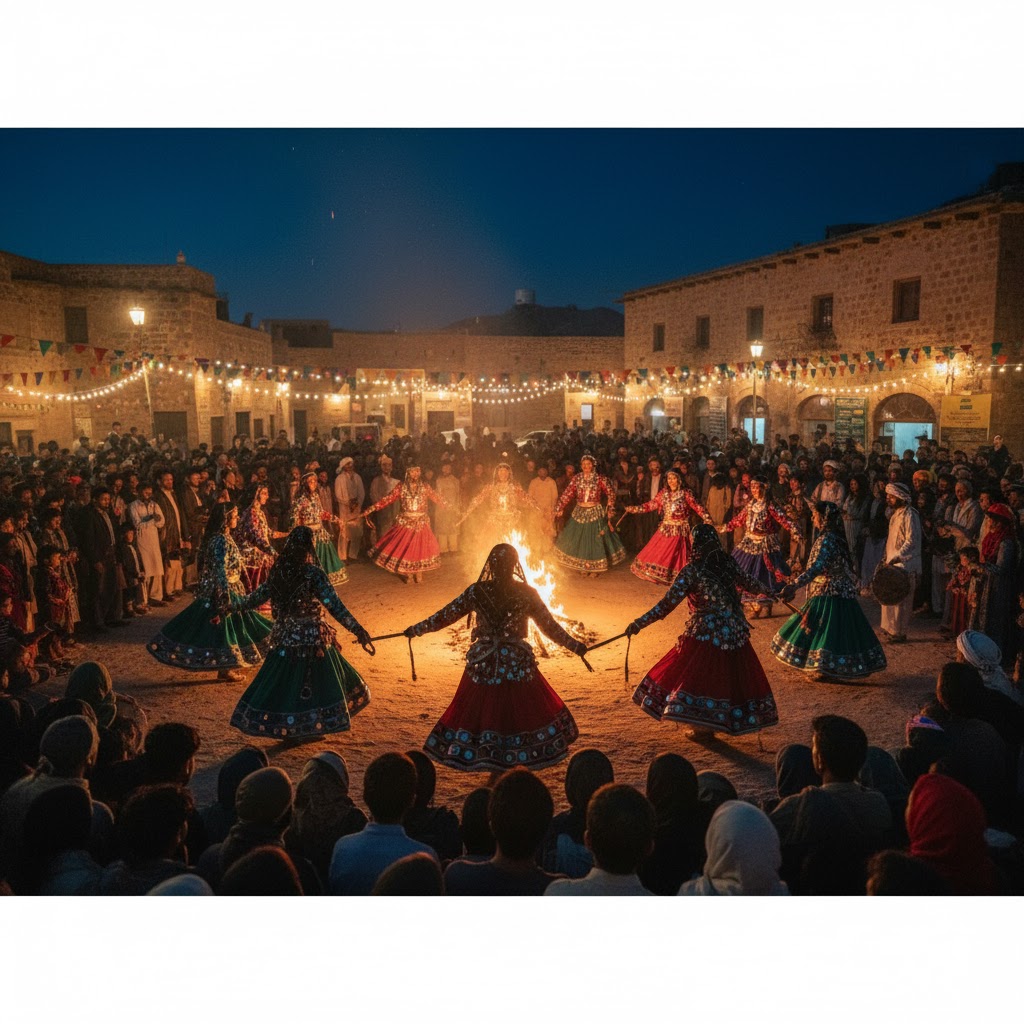 Crowd enjoying Balochi Leva dance during colorful Ziarat Mela 2026