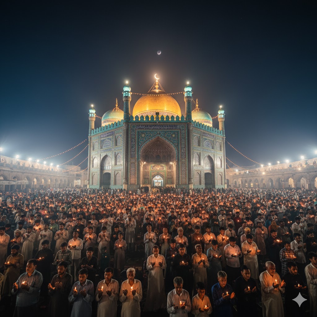 Crowds attending Shah Rukn-e-Alam’s Urs festival with illuminated shrine and night prayers in Multan Crowds attending Shah Rukn-e-Alam’s Urs festival with illuminated shrine and night prayers in Multan