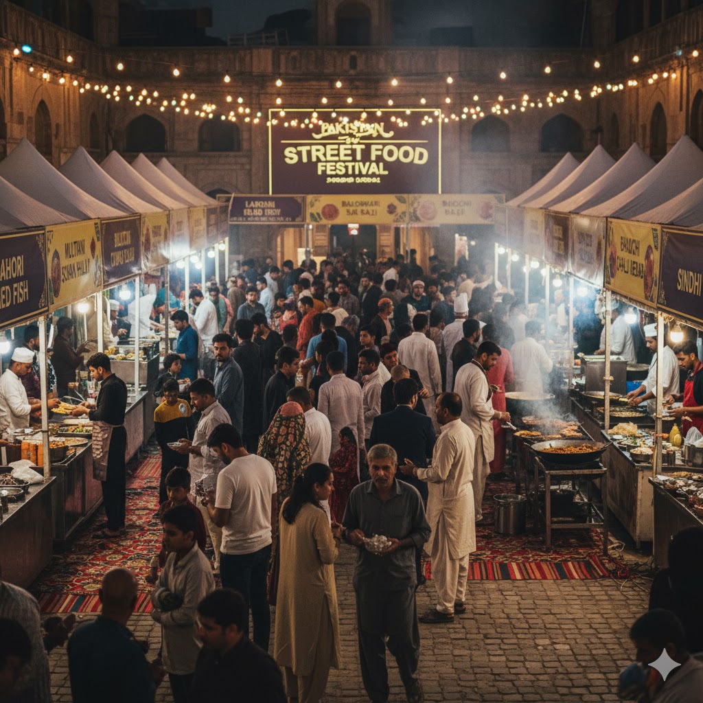 Crowds enjoying diverse regional cuisines at Pakistan Street Food Festival in Lahore. Crowds enjoying diverse regional cuisines at Pakistan Street Food Festival in Lahore.