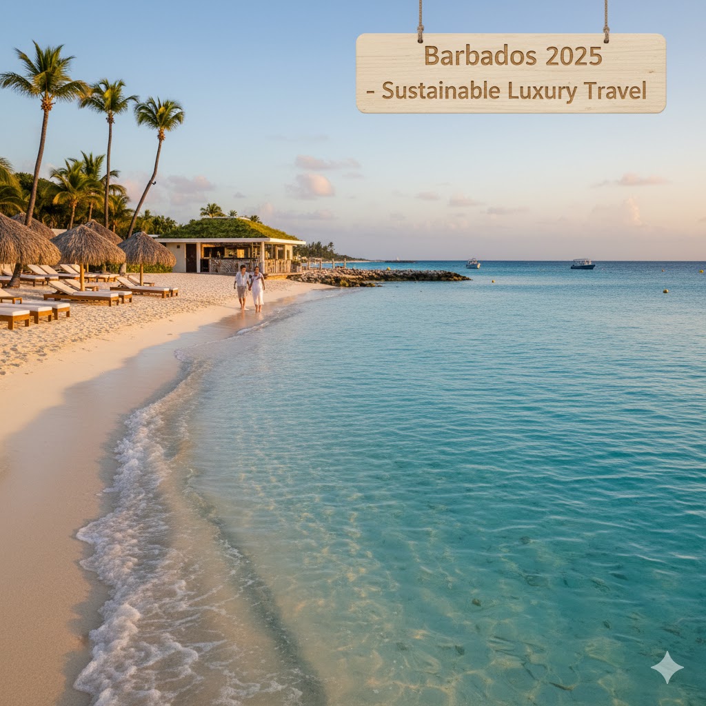 Crystal blue beach Barbados 2025 sustainable luxury travel Caribbean
