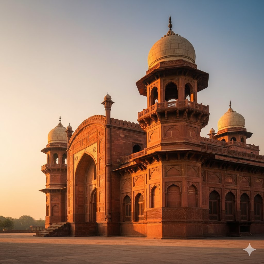 Darbar Mahal’s red sandstone domes glowing under the late-afternoon sun in Bahawalpur. Darbar Mahal’s red sandstone domes glowing under the late-afternoon sun in Bahawalpur.