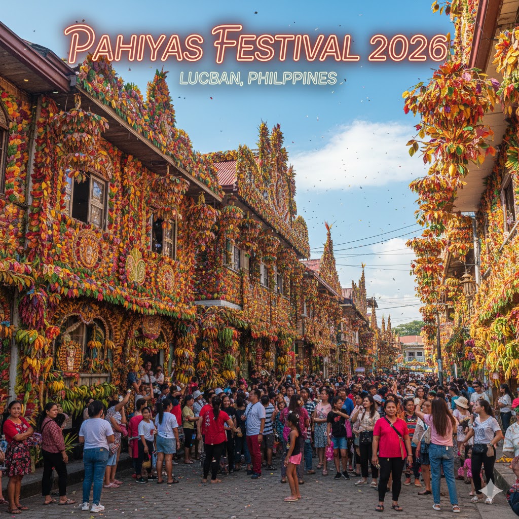 Decorated houses during Pahiyas Festival 2026 in Lucban, Philippines