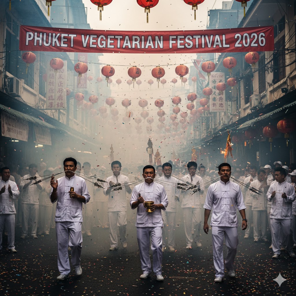 Devotees in white clothing during Phuket Vegetarian Festival 2026