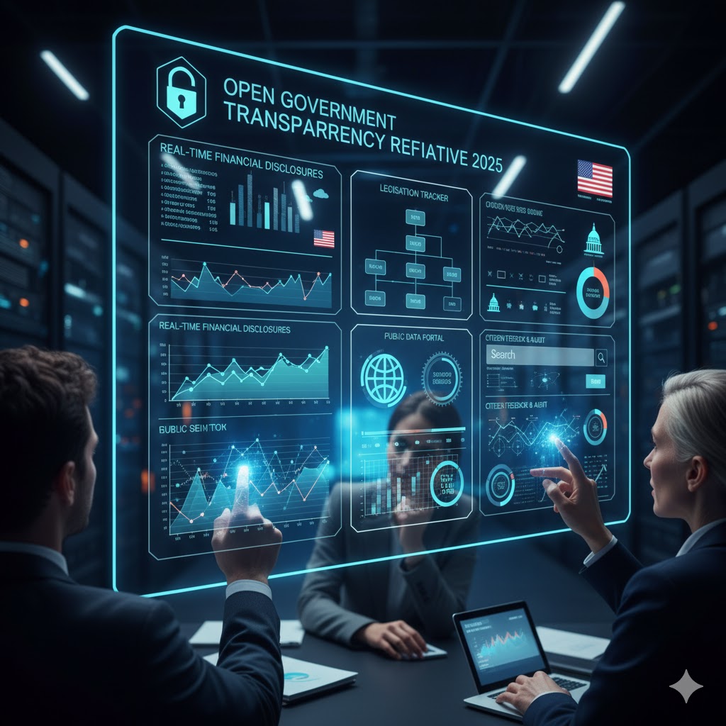 Digital dashboard representing open government transparency reforms 2025