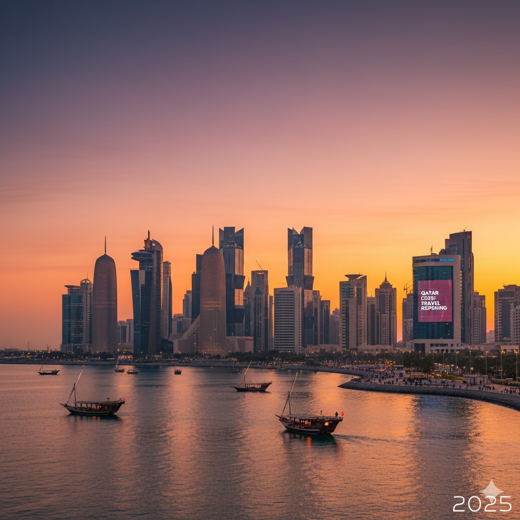 Doha skyline sunset Qatar 2025 cultural travel reopening