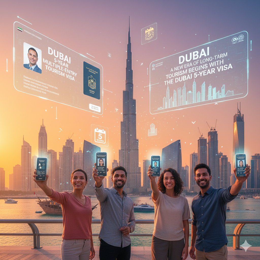Dubai 5-year tourist visa 2025 skyline morning view