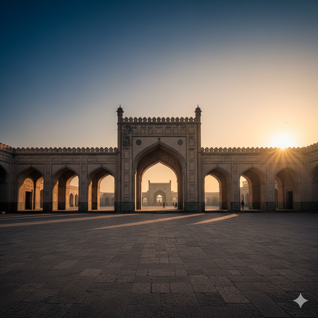 Early morning light illuminating the arches of Multan’s historic Eidgah Mosque Early morning light illuminating the arches of Multan’s historic Eidgah Mosque