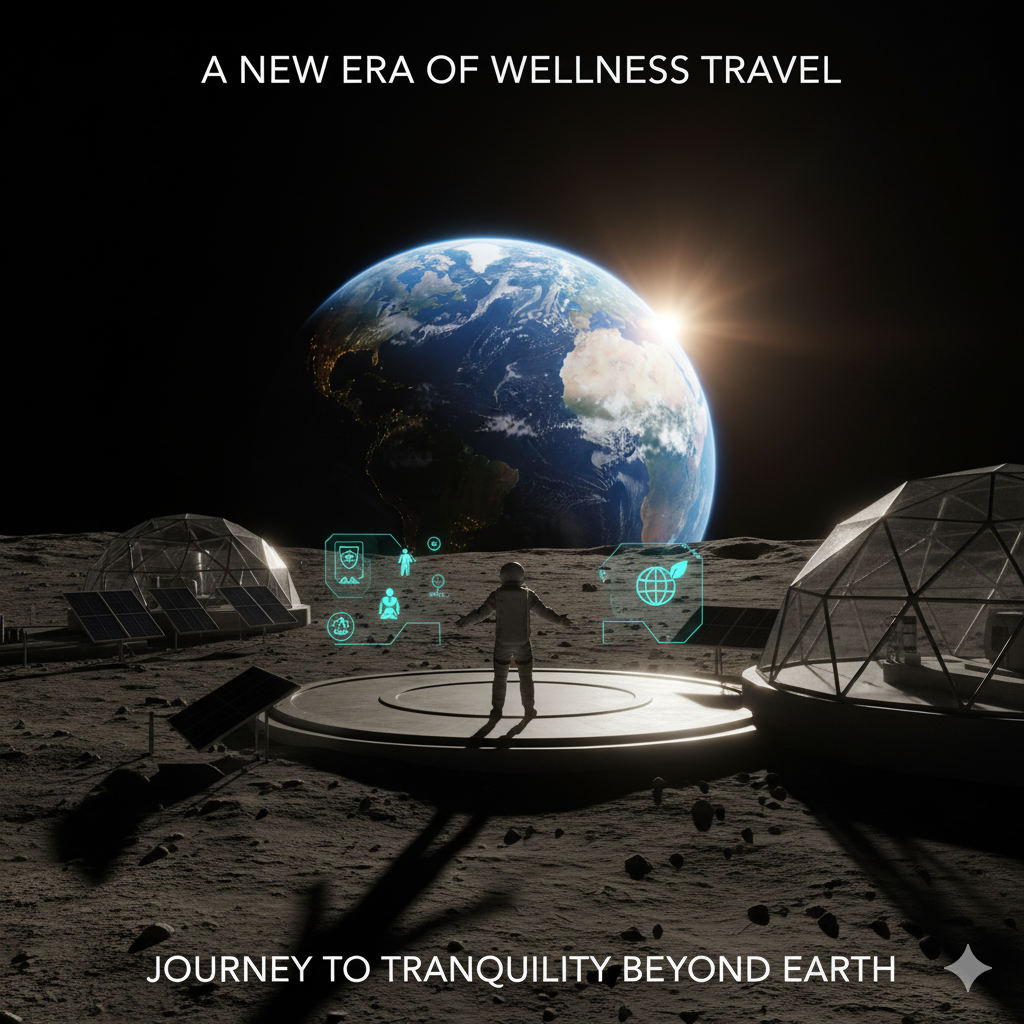 Earthrise view from the Moon representing new era of wellness travel