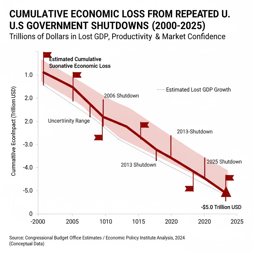 Economic loss chart from repeated U.S. government shutdowns