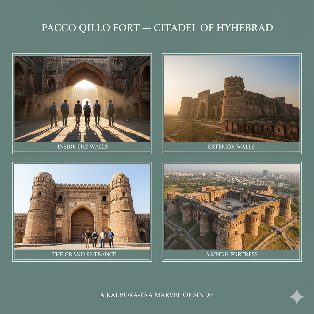 Exterior walls of Pacco Qillo Fort, Hyderabad, showing Kalhora-era arches and domes