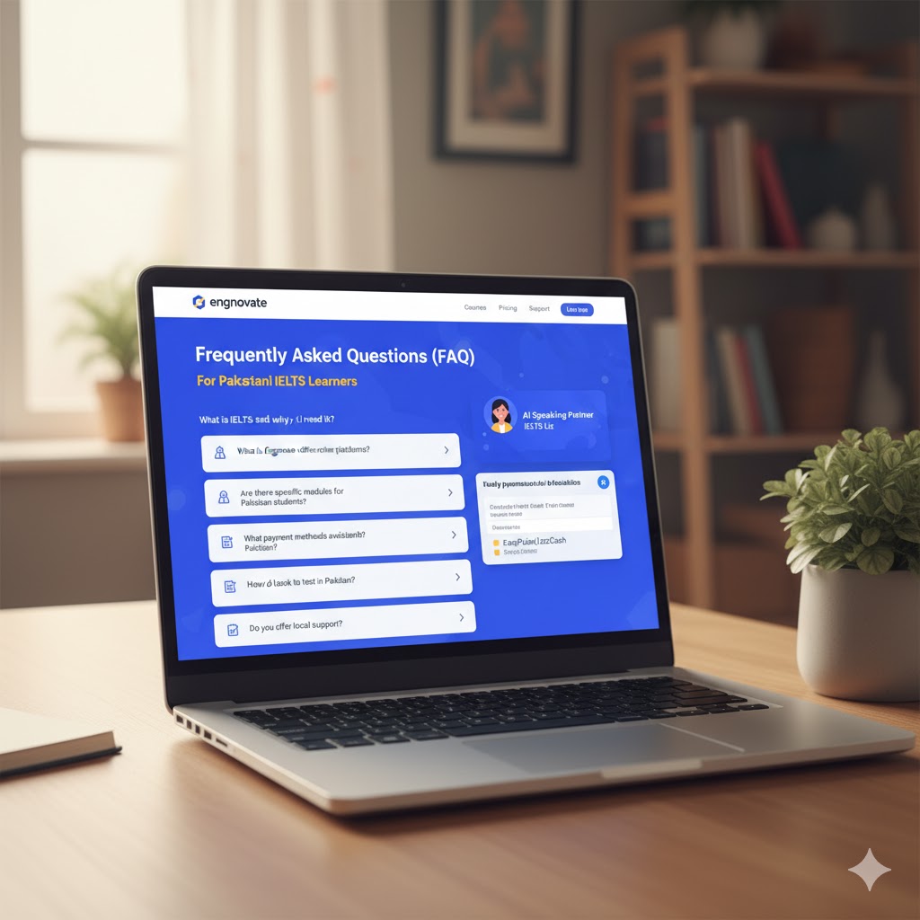 FAQ section displayed on Engnovate website for Pakistani IELTS learners