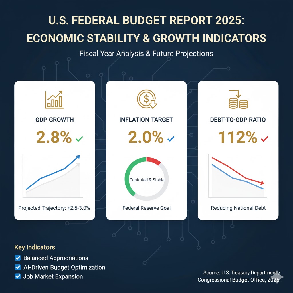 Federal budget report visual showing economic stability indicators 2025