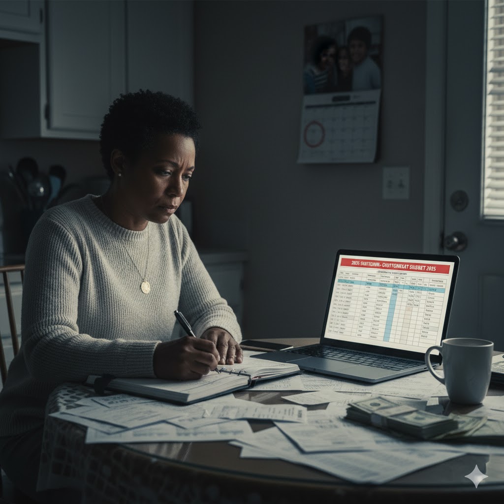 Federal worker planning monthly expenses during shutdown 2025