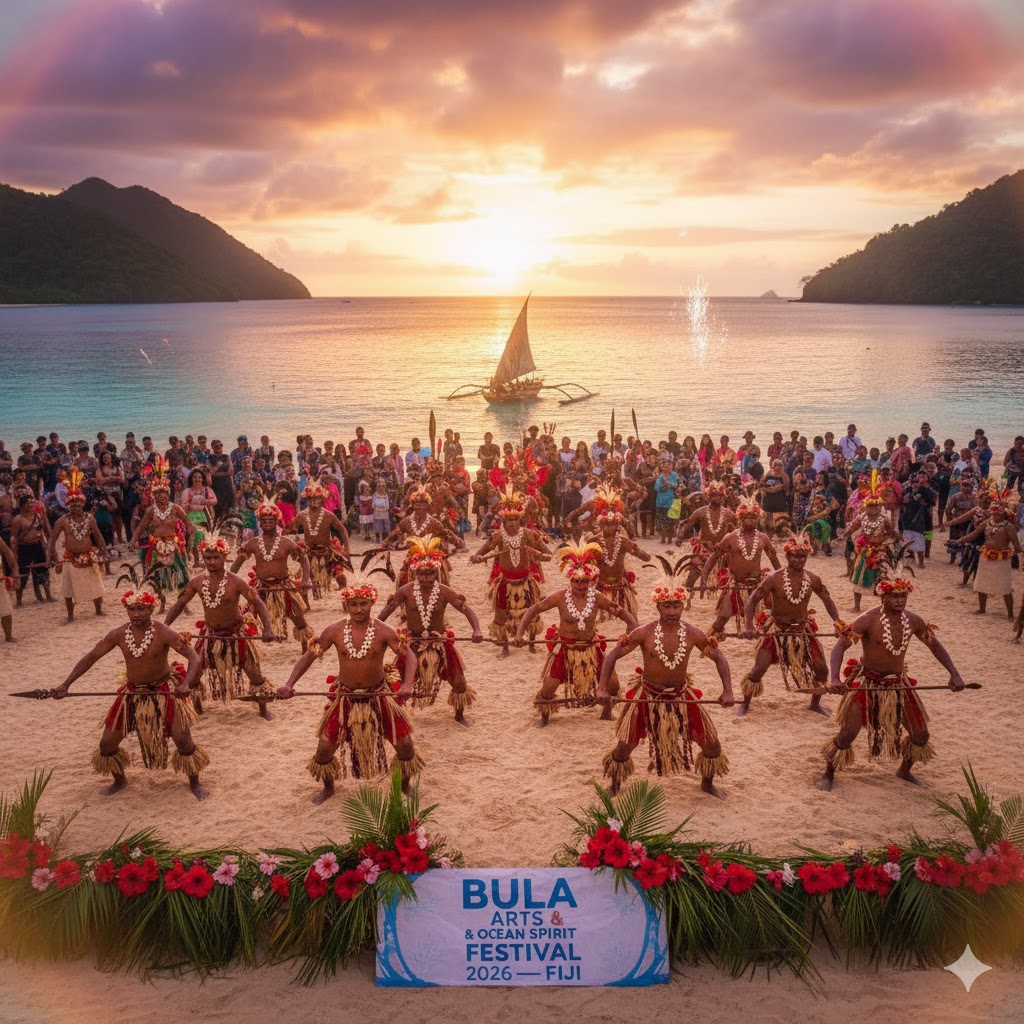 Fijian dancers performing at Bula Arts & Ocean Spirit Festival 2026